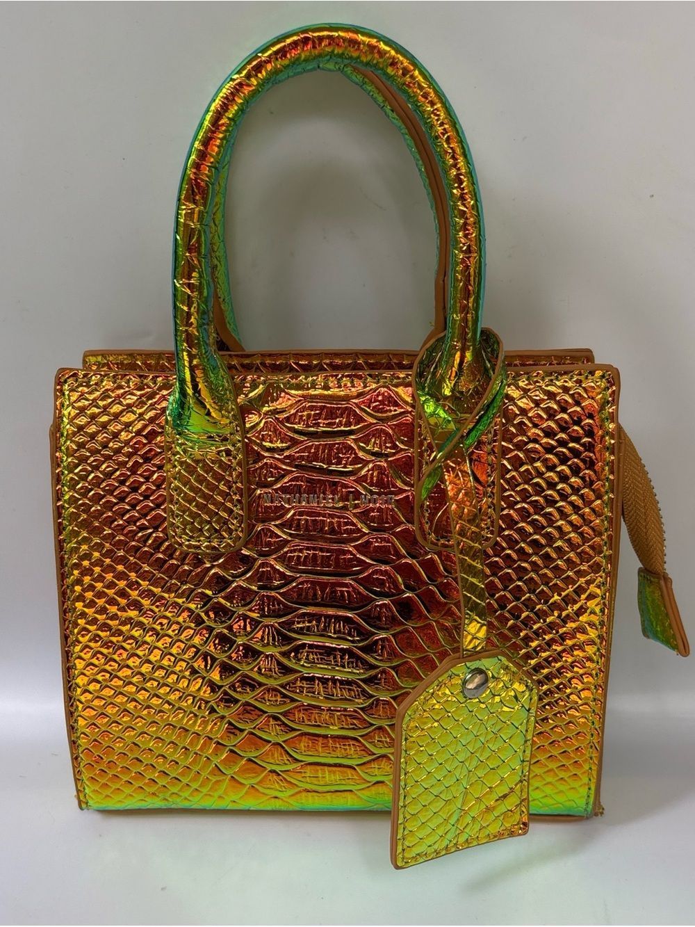 Nathaniel Noir Noir- X Iridescent Vitro Chrome Croc-Embossed Mini Bag